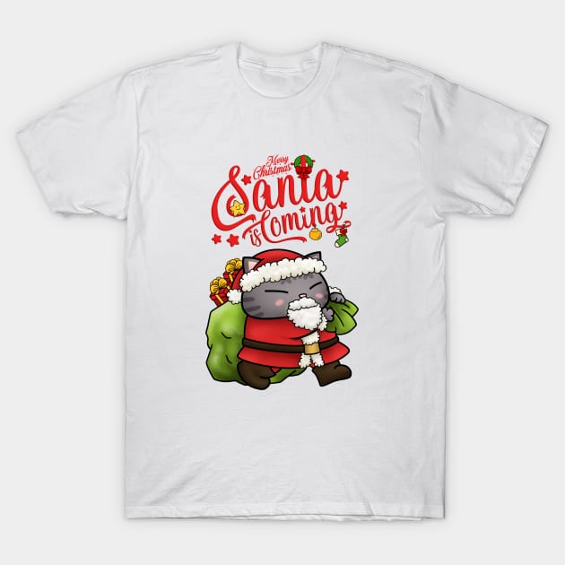 Christmas Santa Cat T-Shirt by Takeda_Art